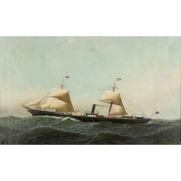 Antonio Jacobsen (American/Danish, 1850-1921) "Steamship Bengal"