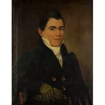 New York State Portrait of a Seated Man with Gloves