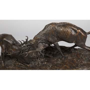 Pierre Jules (PJ) Mene  (French, 1810-1879) Bronze Stags