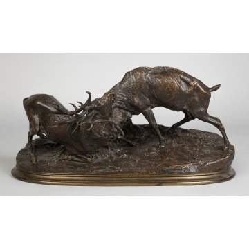 Pierre Jules (PJ) Mene  (French, 1810-1879) Bronze Stags