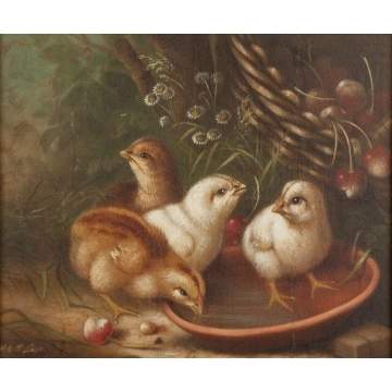 Painting of Chicks with Cherries