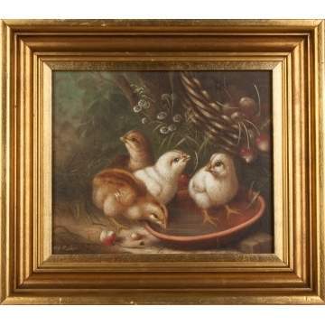 Painting of Chicks with Cherries