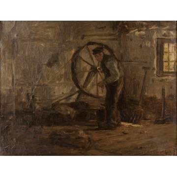 Adrianus Johannes Groenewegen (Dutch, 1874-1963)   Man with Spinning Wheel