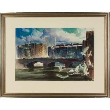 Ralph Avery (American, 1906-1976) "River Gulls"  Rochester, NY