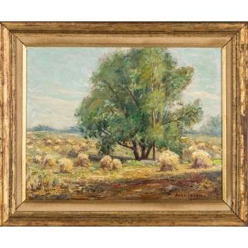 Alexis Jean Fournier  (American, 1865-1948)  Landscape with Haystacks
