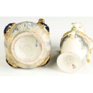 Amphora Ewer and Royal Worcester Enameled Handled  Vase