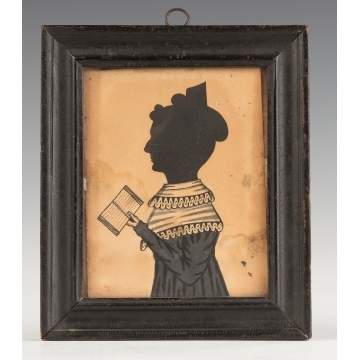 Watercolor Silhouette of Lady with Book
