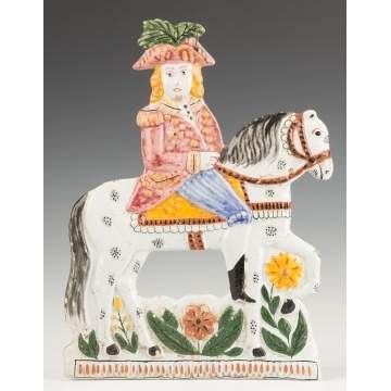 Early Delft Wall Plaque of a Figure on Horse