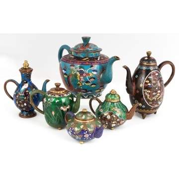 Group of Cloisonne Teapots