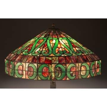 Leaded Glass Lamp with Stylized Design