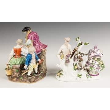 Two Hand Painted Porcelain Figural Groups