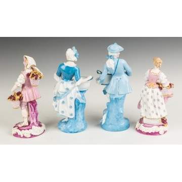 German Hand Painted Porcelain Figures and Sweet  Meat Dishes