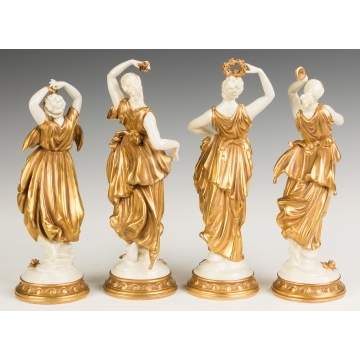 German Gold Leafed Porcelain Classical Figures