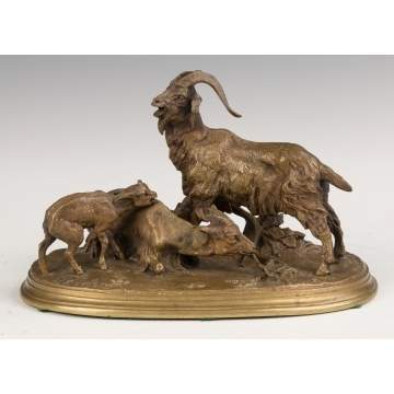 Pierre Jules (PJ) Mene  (French, 1810-1879) Bronze  Mountain Goats