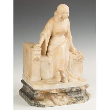 Carved Alabaster Sculpture of a Robed Lady