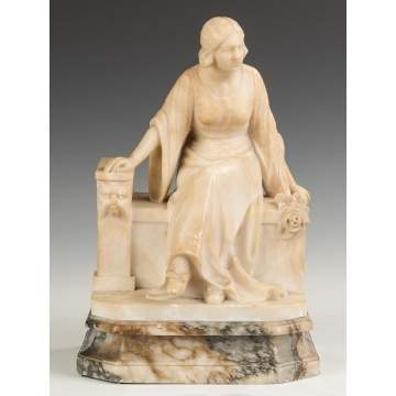 Carved Alabaster Sculpture of a Robed Lady