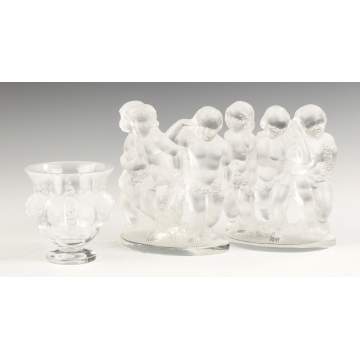 Lalique Vase and French Bookends