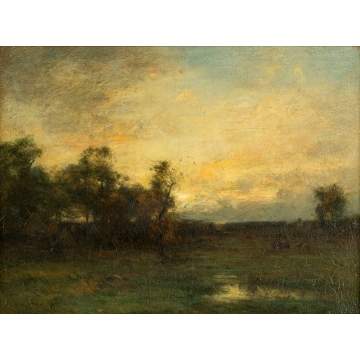 John Francis Murphy, Sunset with stream and cows