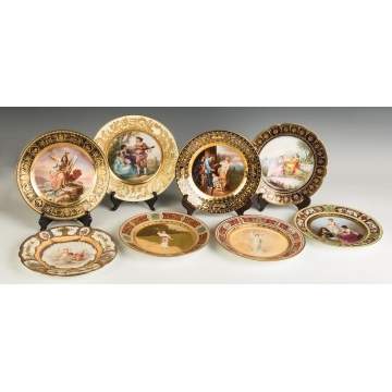 Group of Eight  Austrian and Sevres Hand Painted   Porcelain Plates