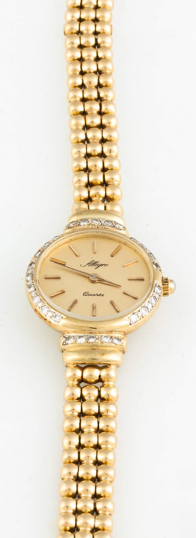 Allegro Quartz 14 K Gold and Diamond Ladies Wrist Watch | Cottone Auctions, image size:657x1800