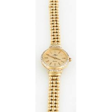 Allegro Quartz 14 K Gold and Diamond Ladies Wrist   Watch