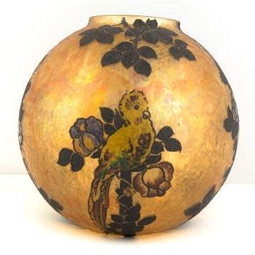 Handel Chipped Ice Hall Shade with Parrot and   Flowers