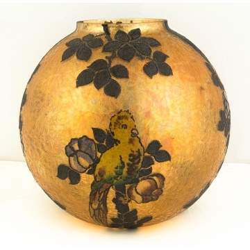 Handel Chipped Ice Hall Shade with Parrot and   Flowers