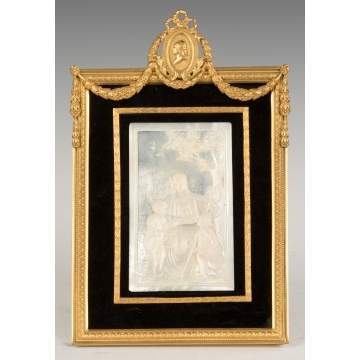 Gilt Bronze with Carved Mother of Pearl "Holy   Family"