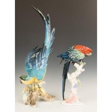 2 Rosenthal Hand Painted Porcelain Parrots