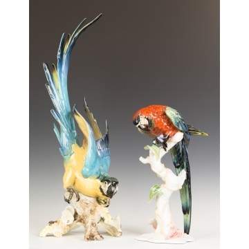 2 Rosenthal Hand Painted Porcelain Parrots