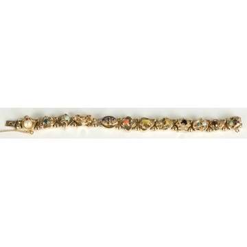 14k Gold Bracelet with Various Gem Stones