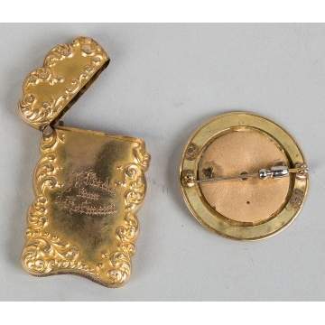 Gold Match Safe and Gold Clock Dial w/Diamond