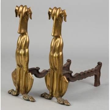 Brass and Iron Dog Andirons