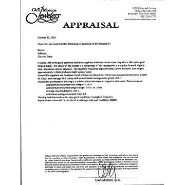 Ladies 14K White Gold, Diamond and Sapphire Ring