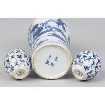 Blue and White Painted Porcelain Vases