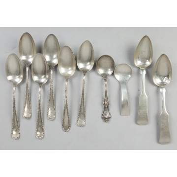 Sterling Silver Flatware with Two Coin Silver  Spoons