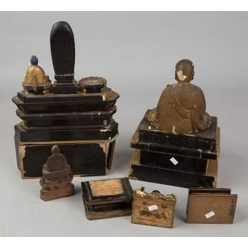 Various Carved Gilt wood Chinese and Japanese   Buddha's