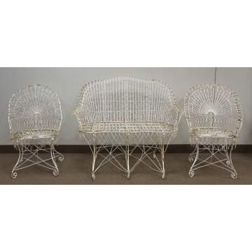 Victorian Wire Settee and Two Chairs