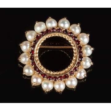 14K Gold & Pearl Brooch