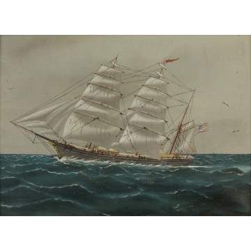Late 19th Cent Painting of an American Clipper   Ship