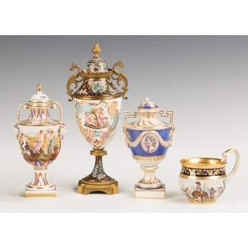 Group of French and German Porcelain Covered Urns
