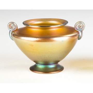 Tiffany Gold Iridescent Handled Vase