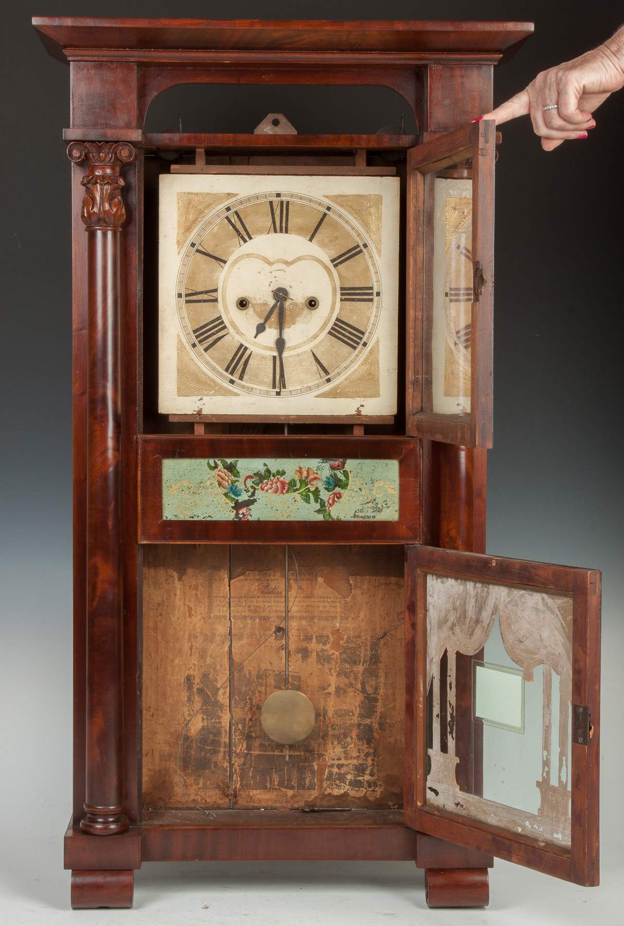 E.W. Adams Shelf Clock Seneca Falls, NY Cottone Auctions