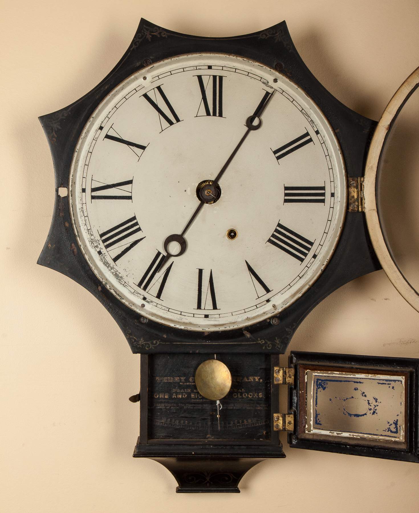 Terry Clock Co. Iron Front Wall Clock with Star Front | Cottone Auctions