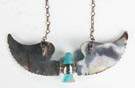 Vintage Navajo Silver and Turquoise Mechanical   Necklace