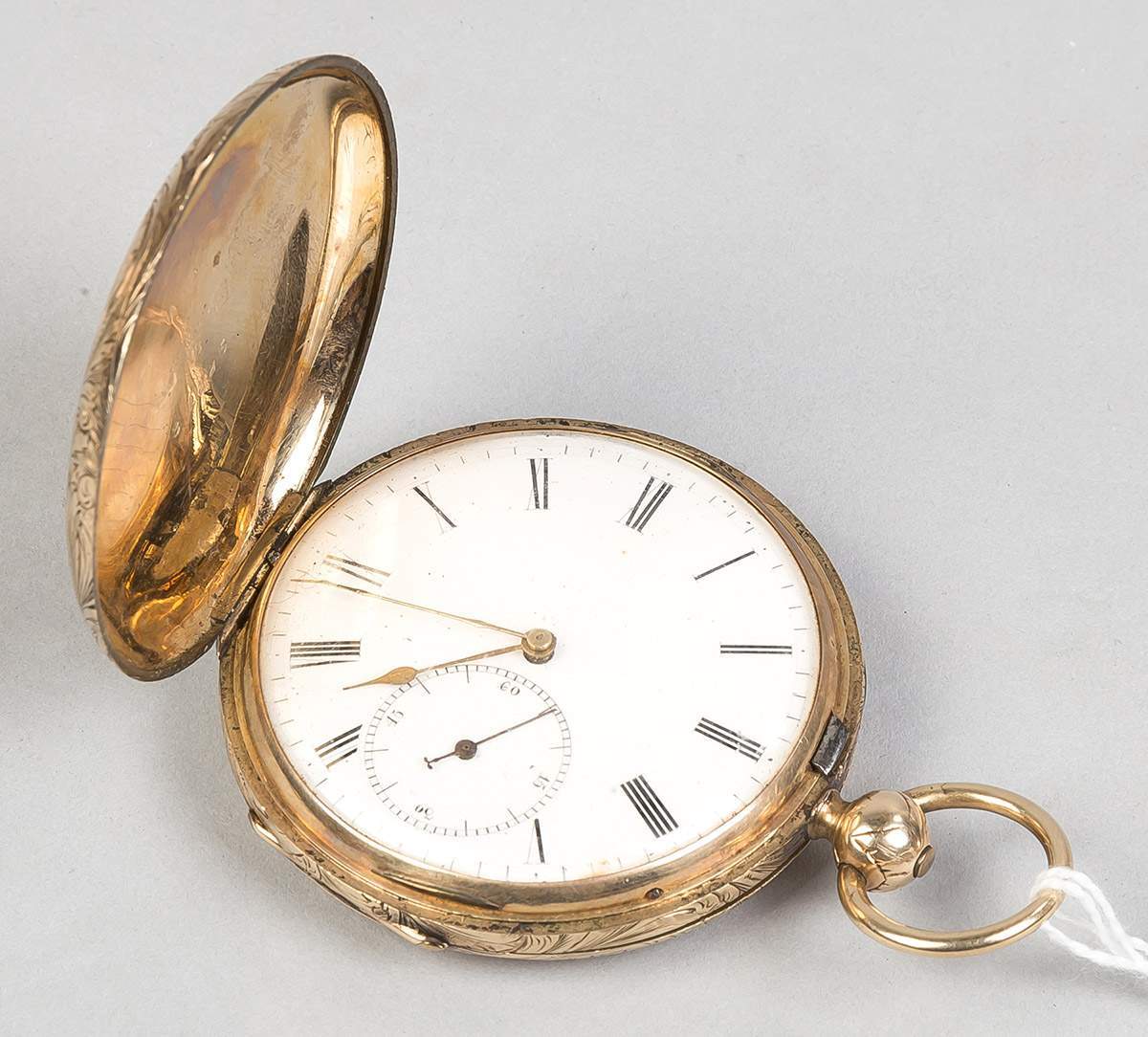 M.J.Tobias 18k Gold Hunters Case Pocket Watch