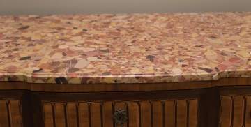 French Inlaid Three Drawer Chest with Marble Top