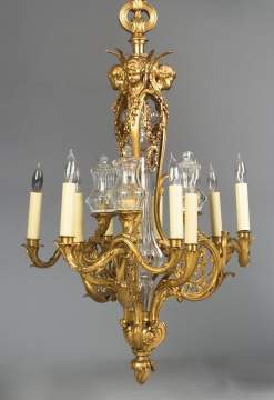 Fine Gilt Bronze and Cut Crystal Chandelier