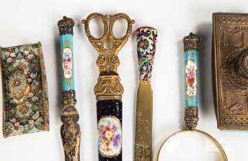 Group of Enameled Desk Articles