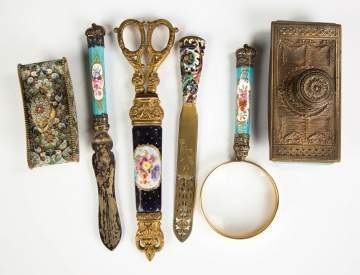 Group of Enameled Desk Articles